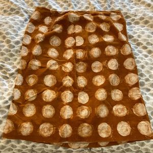 Maeve burnt orange skirt with cream circles